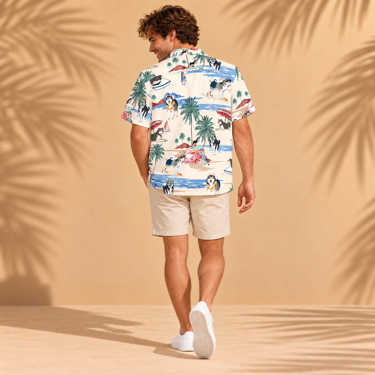 Men's Alaskan Malamute Hawaiian shirt – back view