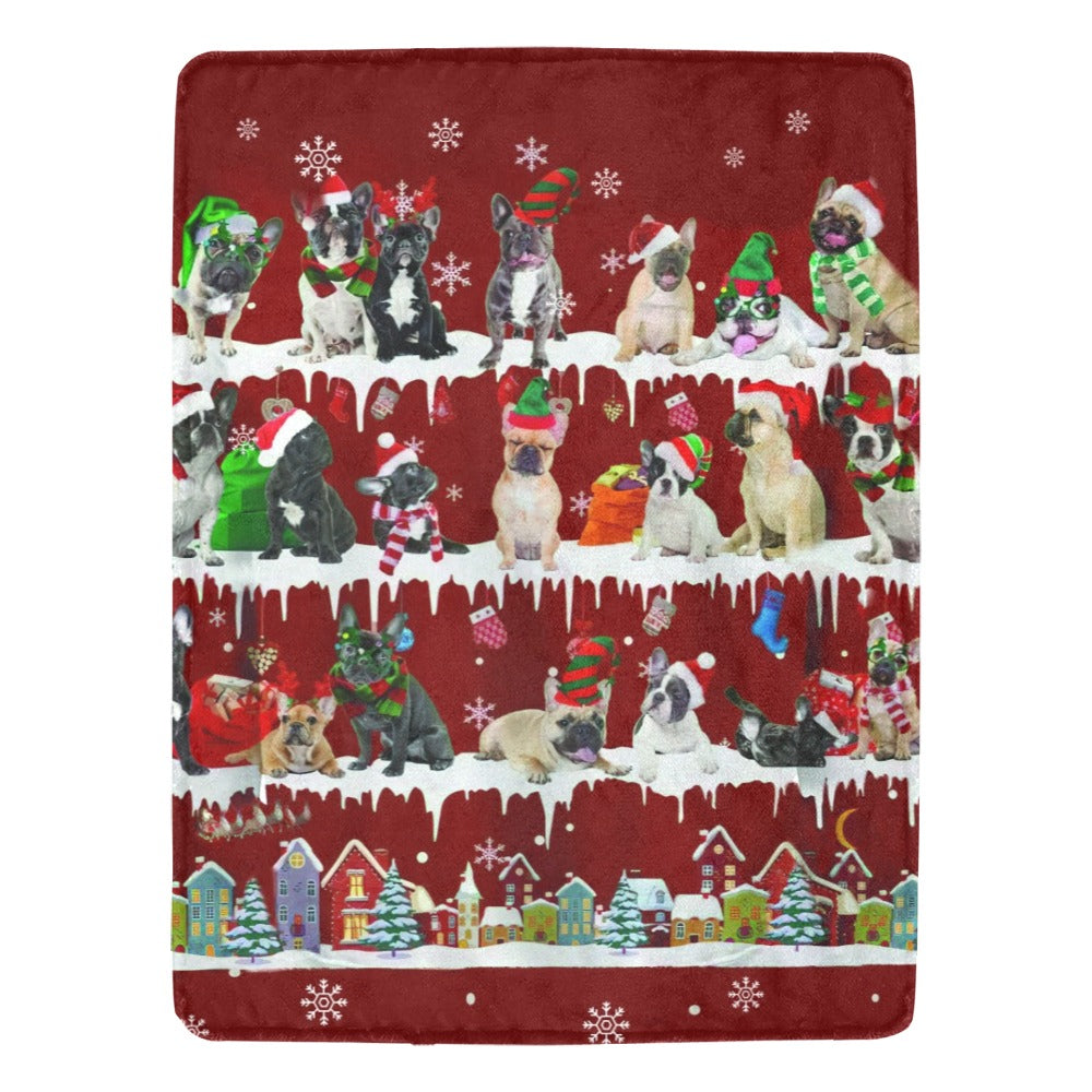 French Bulldog Santa Paws fleece blanket image 1 of 4