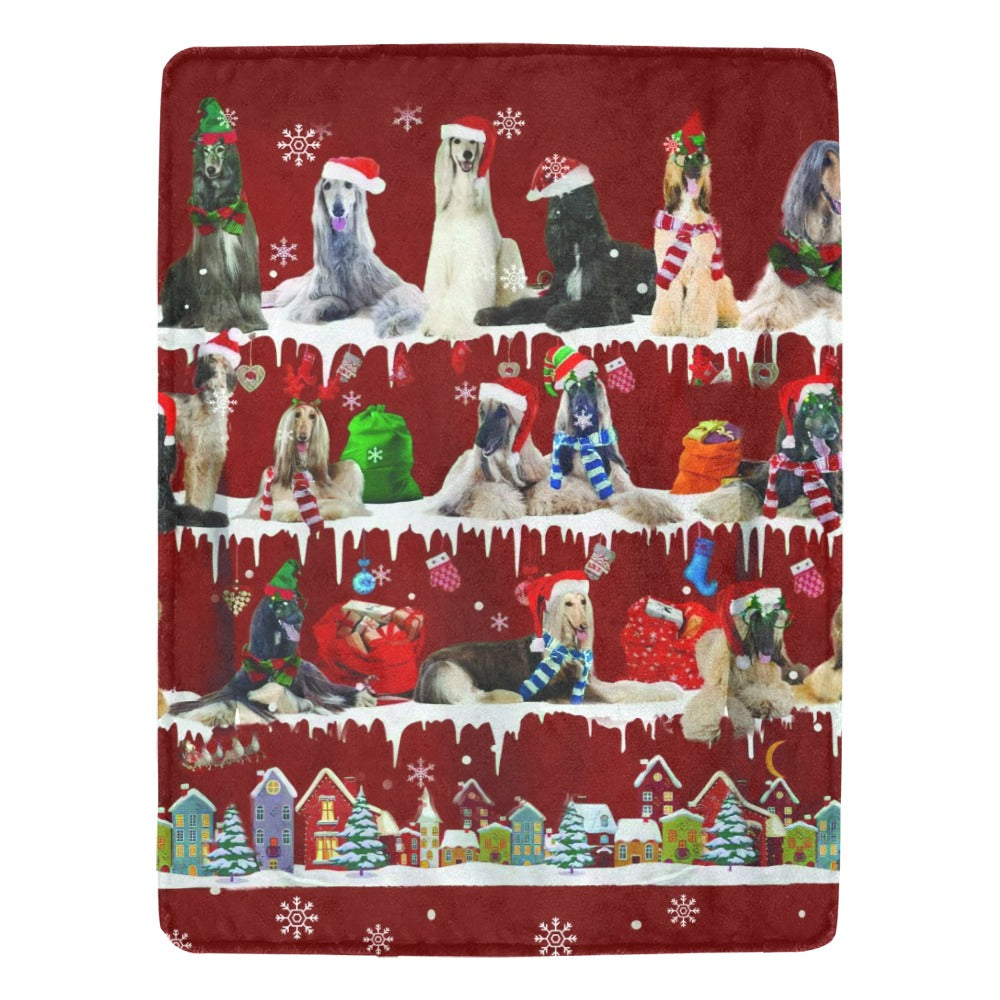 Afghan Hound Christmas fleece blanket, product image 1 of 4