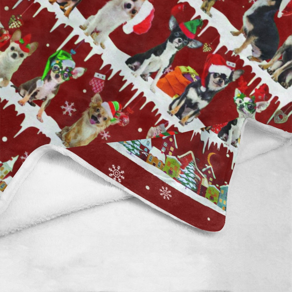 Chihuahua Christmas fleece blanket, product image 4 of 4
