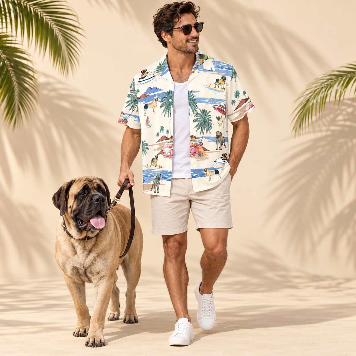 Men's English Mastiff Hawaiian shirt – front view