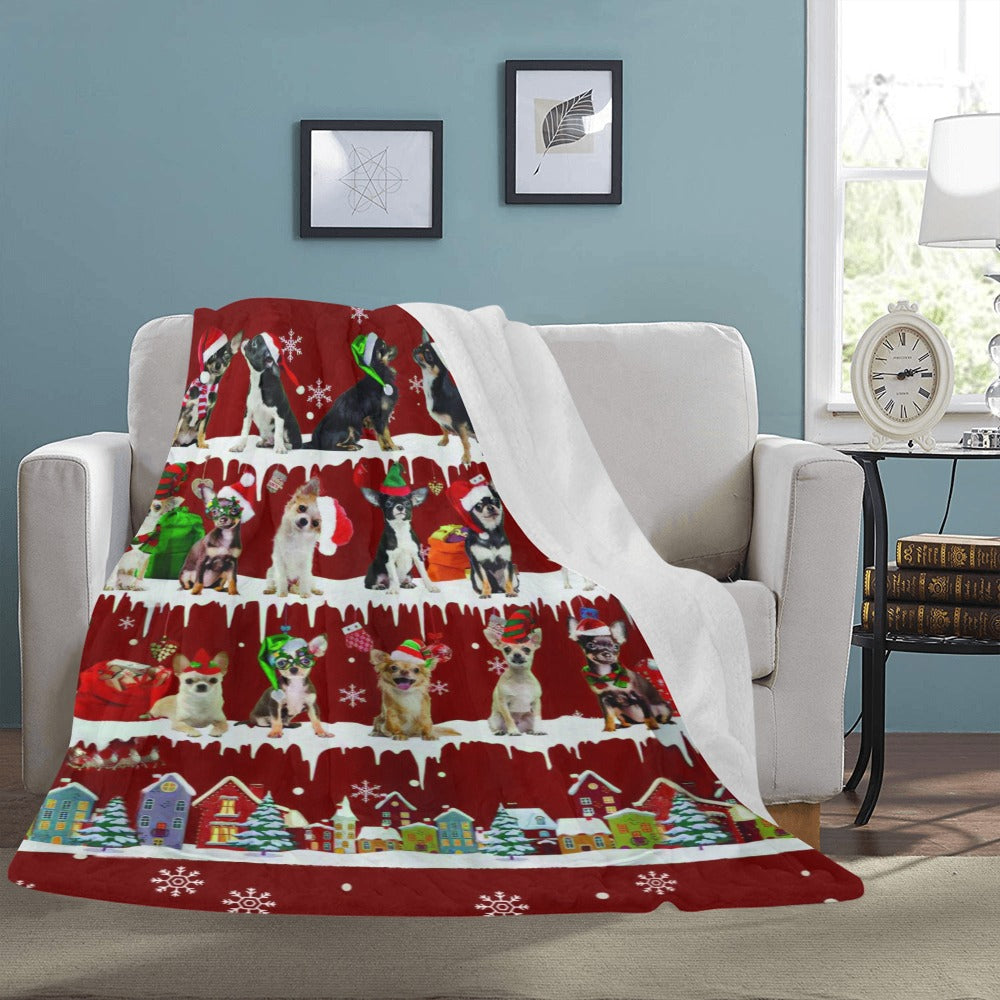 Chihuahua Christmas fleece blanket, product image 3 of 4