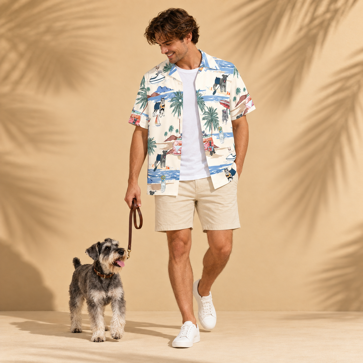 Men's Miniature Schnauzer Hawaiian shirt – front view