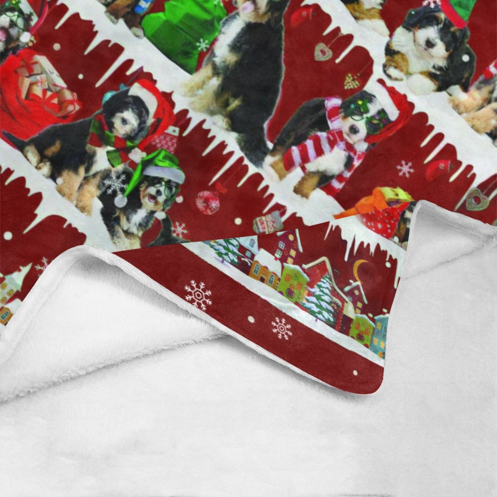 Bernedoodle Christmas fleece blanket, product image 4 of 4