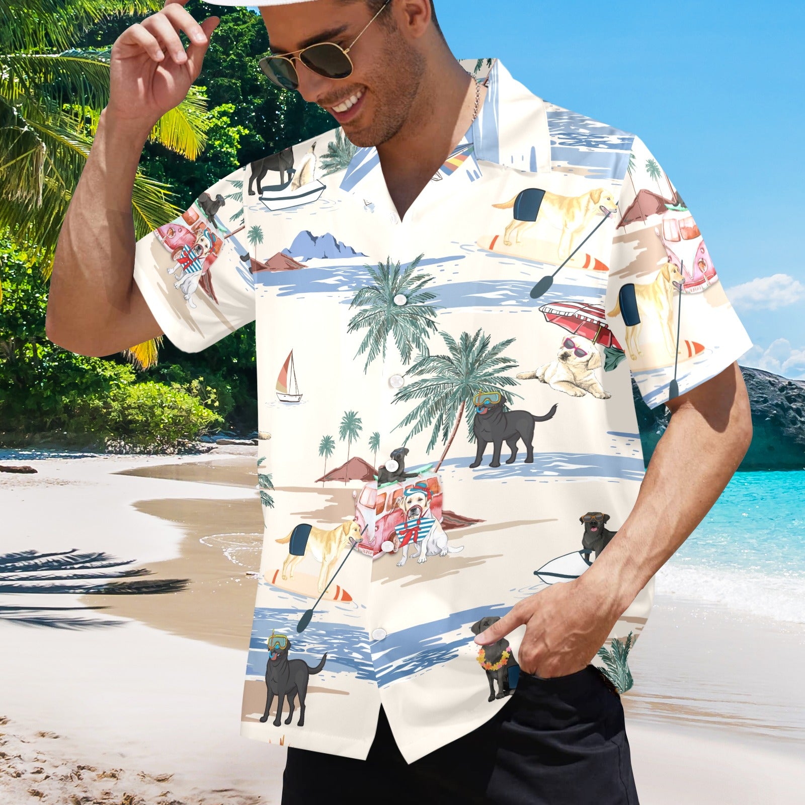 Men's tropical Labrador Retriever Hawaiian shirt