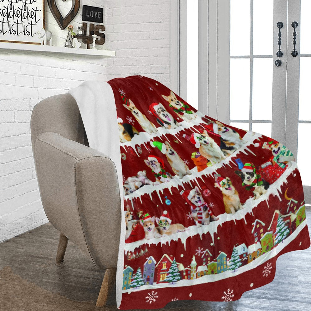 Corgi Santa Paws fleece blanket image 2 of 4