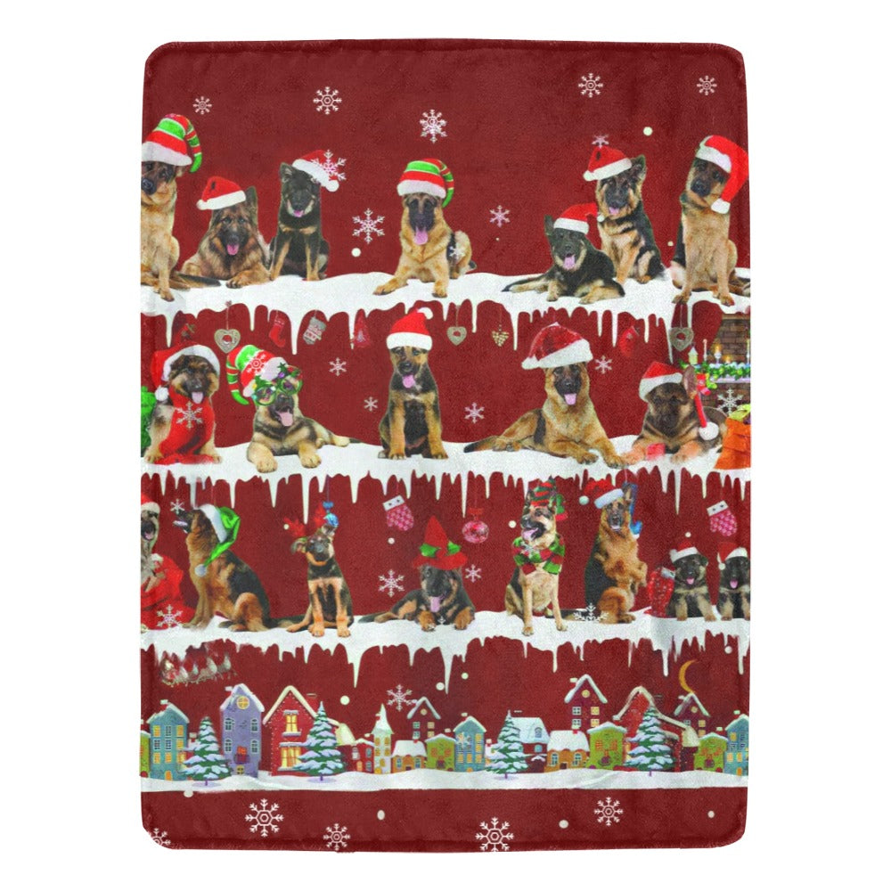 German Shepherd Santa Paws fleece blanket image 1 of 4