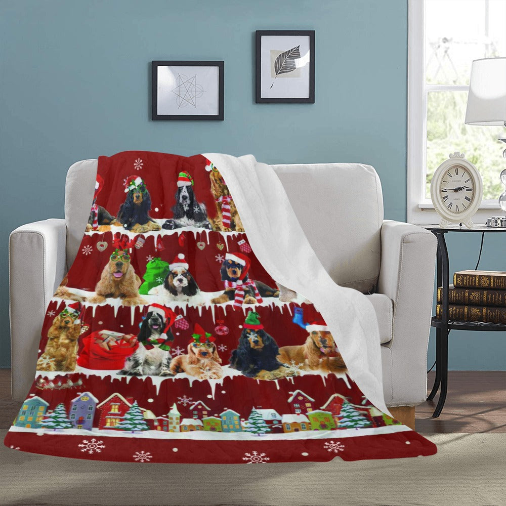 English Cocker Spaniel Santa Paws fleece blanket image 3 of 4