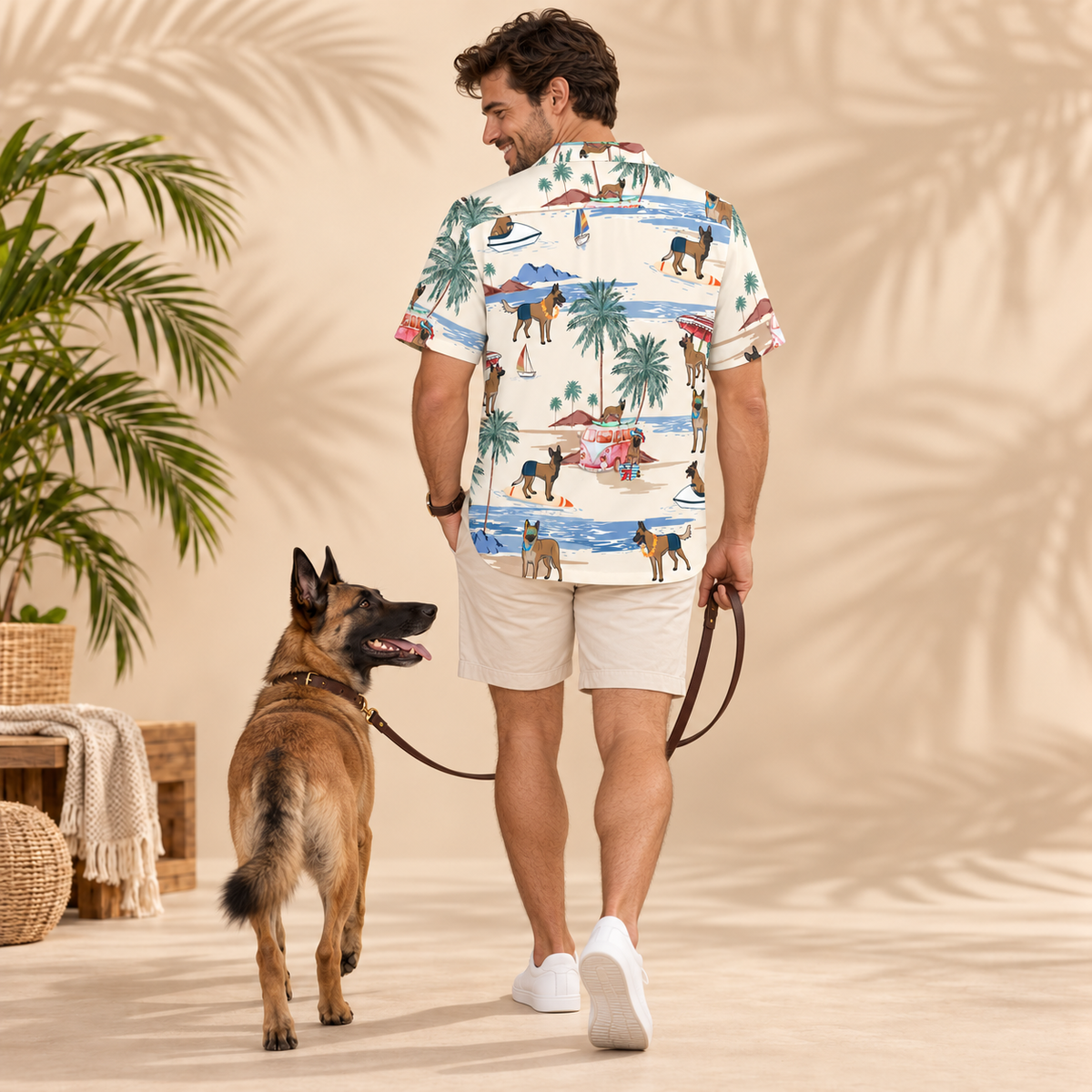Men's Belgian Malinois Hawaiian shirt – back view