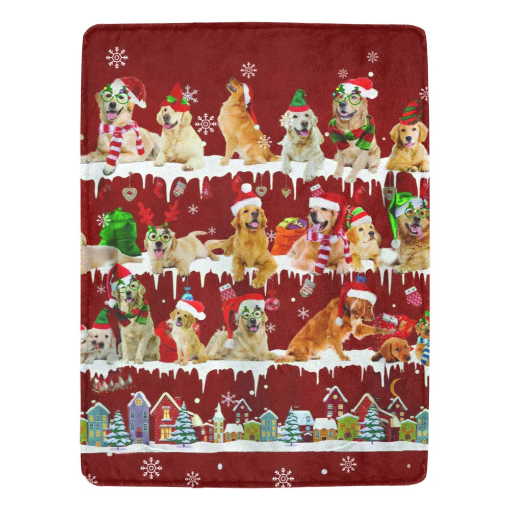 Golden Retriever Santa Paws fleece blanket image 1 of 4