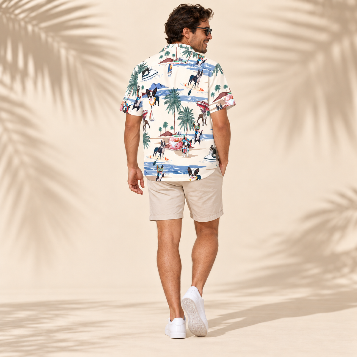 Men's Boston Terrier Hawaiian shirt – back view