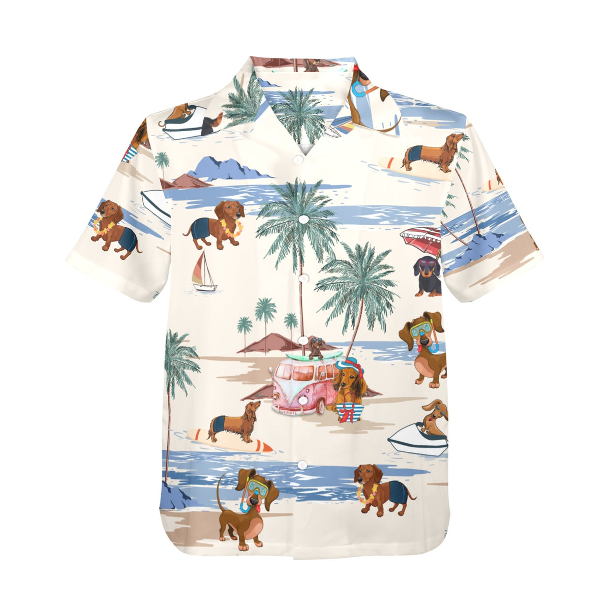 Men's tropical Dachshund Hawaiian shirt for dog lovers