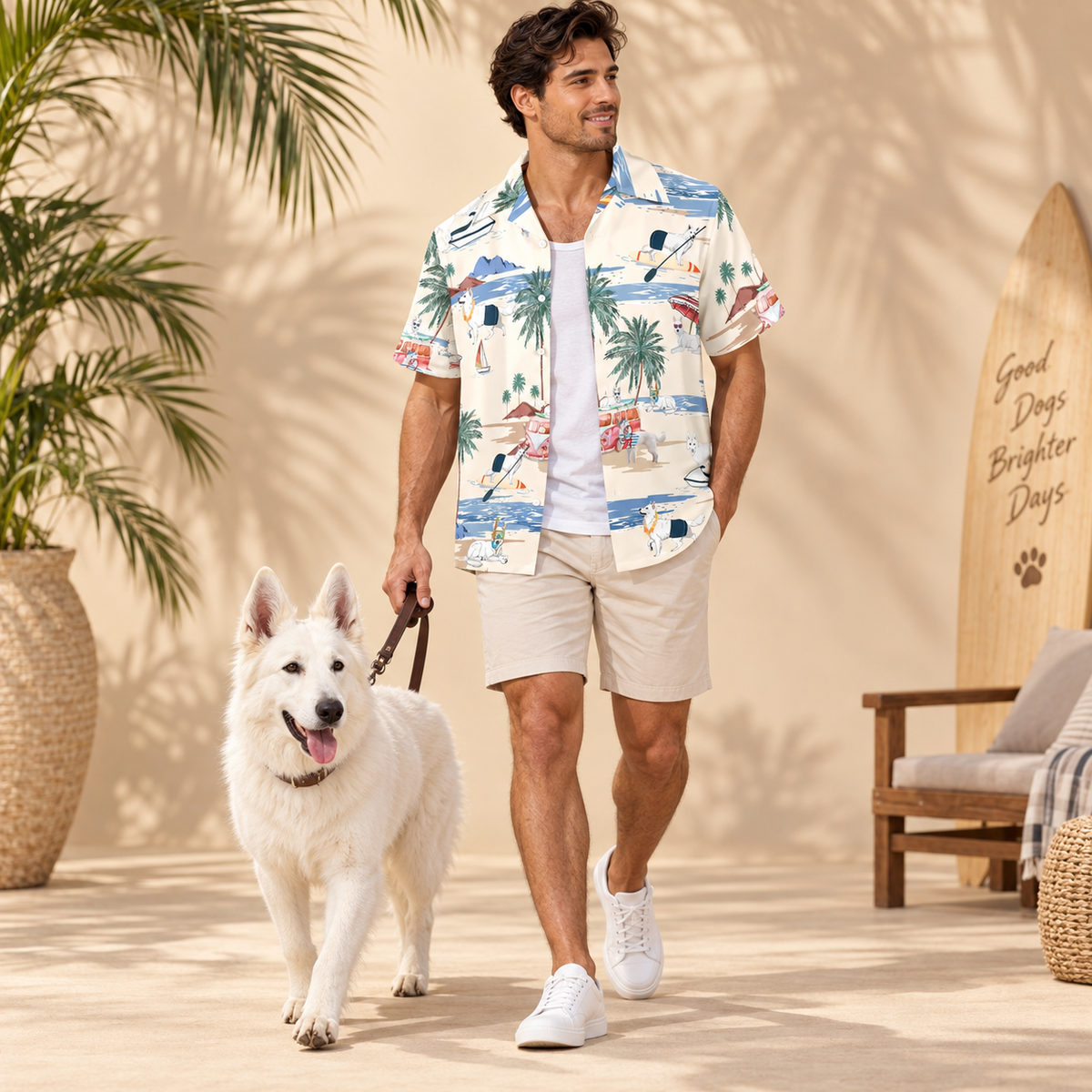 White Shepherd Hawaiian Shirt