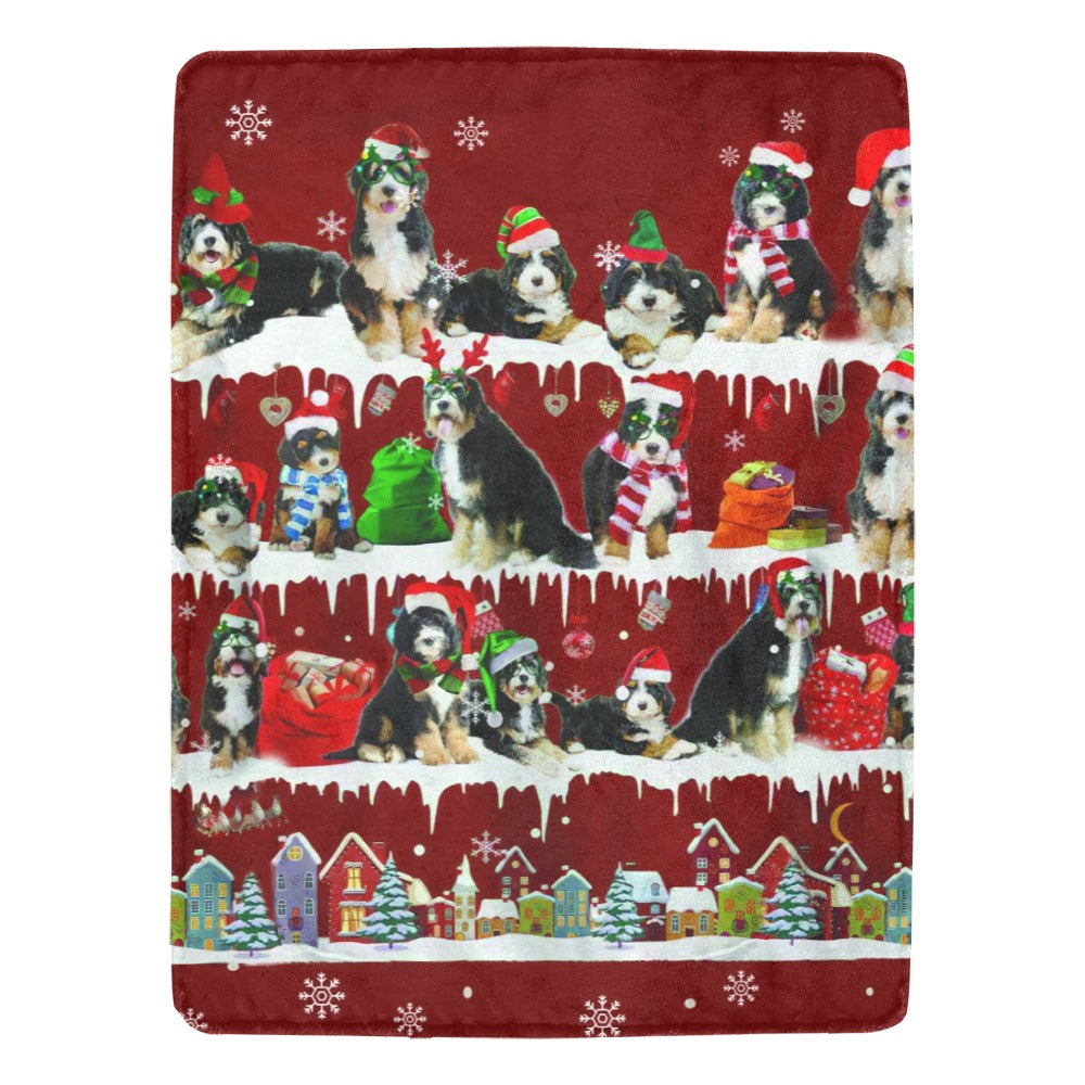 Bernedoodle Christmas fleece blanket, product image 1 of 4