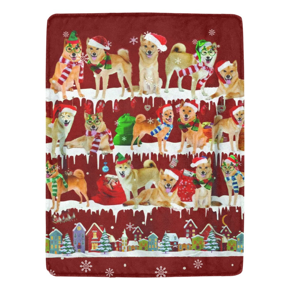 Finnish Spitz Santa Paws fleece blanket image 1 of 4