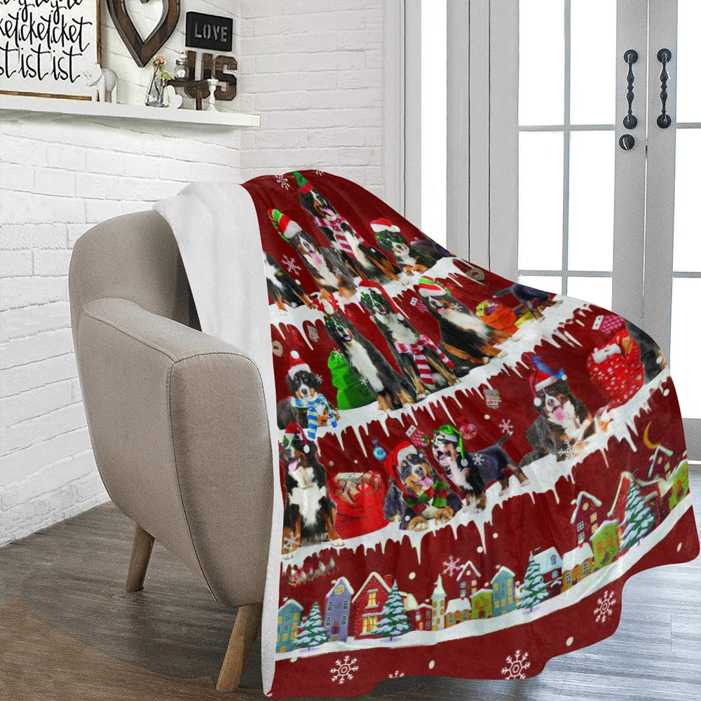 Bernese Mountain Dog Christmas fleece blanket, product image 2 of 4