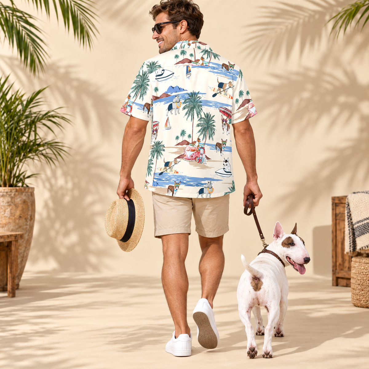 Men's Bull Terrier Hawaiian shirt – back view