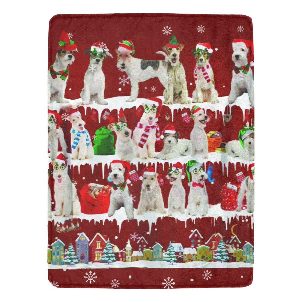 Fox Terrier Santa Paws fleece blanket image 1 of 4