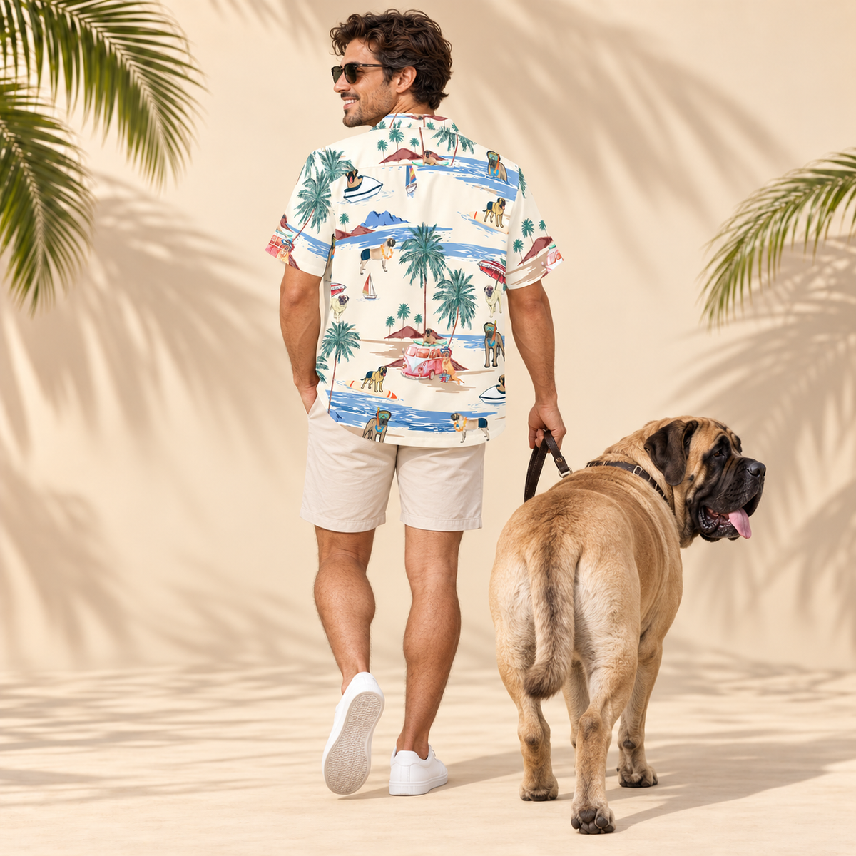 Men's English Mastiff Hawaiian shirt – back view