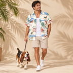 Men's Basset Hound Hawaiian shirt – front view
