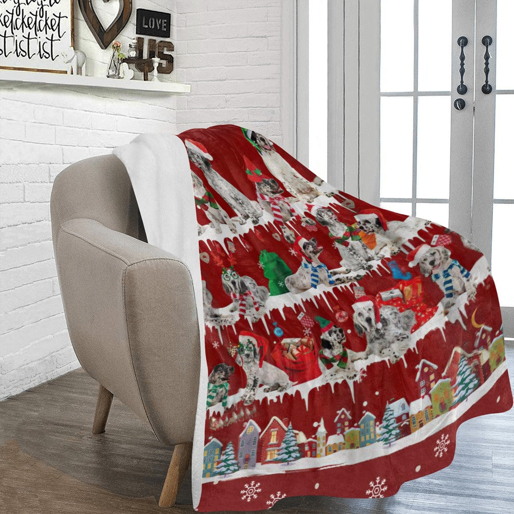 English Setter Santa Paws fleece blanket image 2 of 4