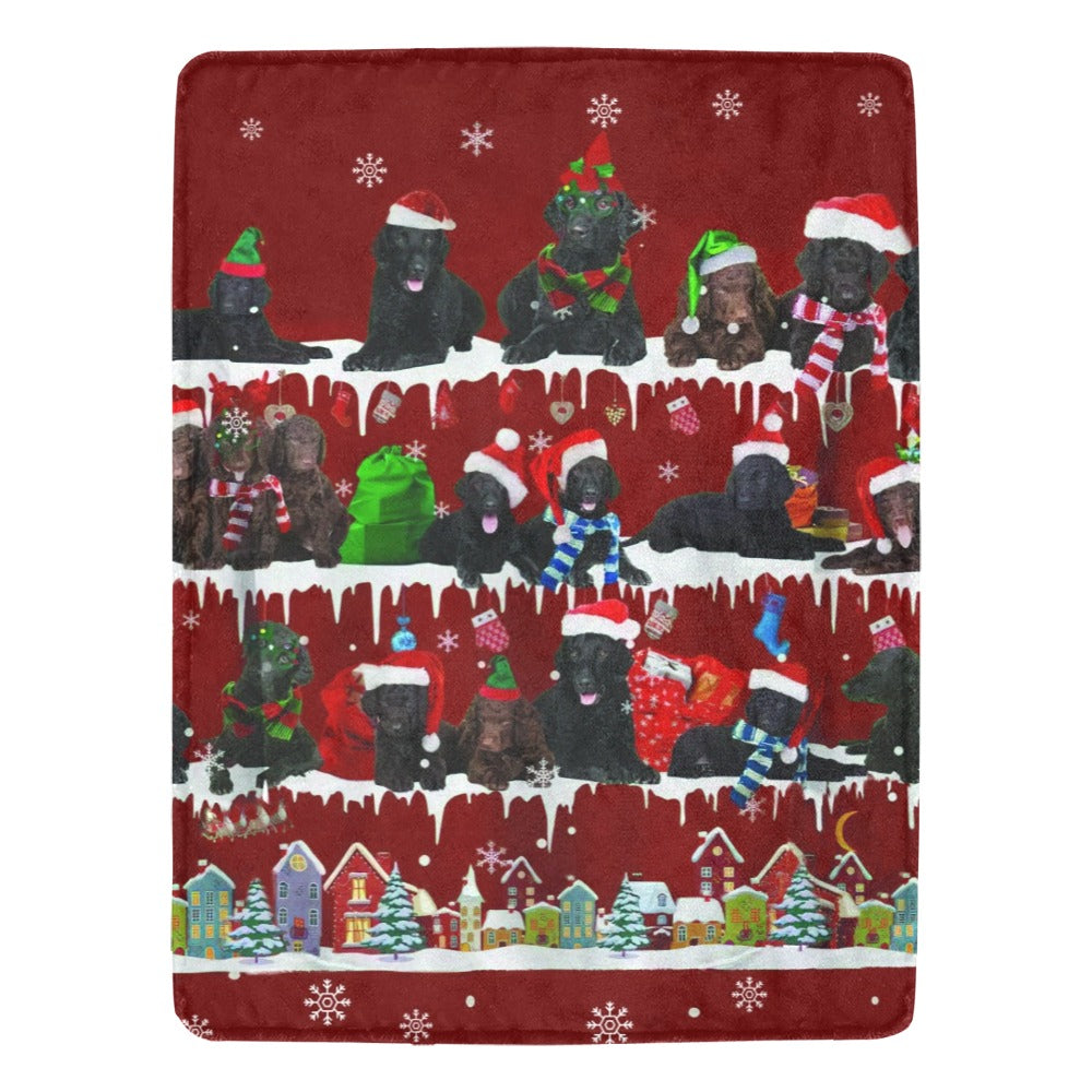 Curly-Coated Retriever Santa Paws fleece blanket image 1 of 4