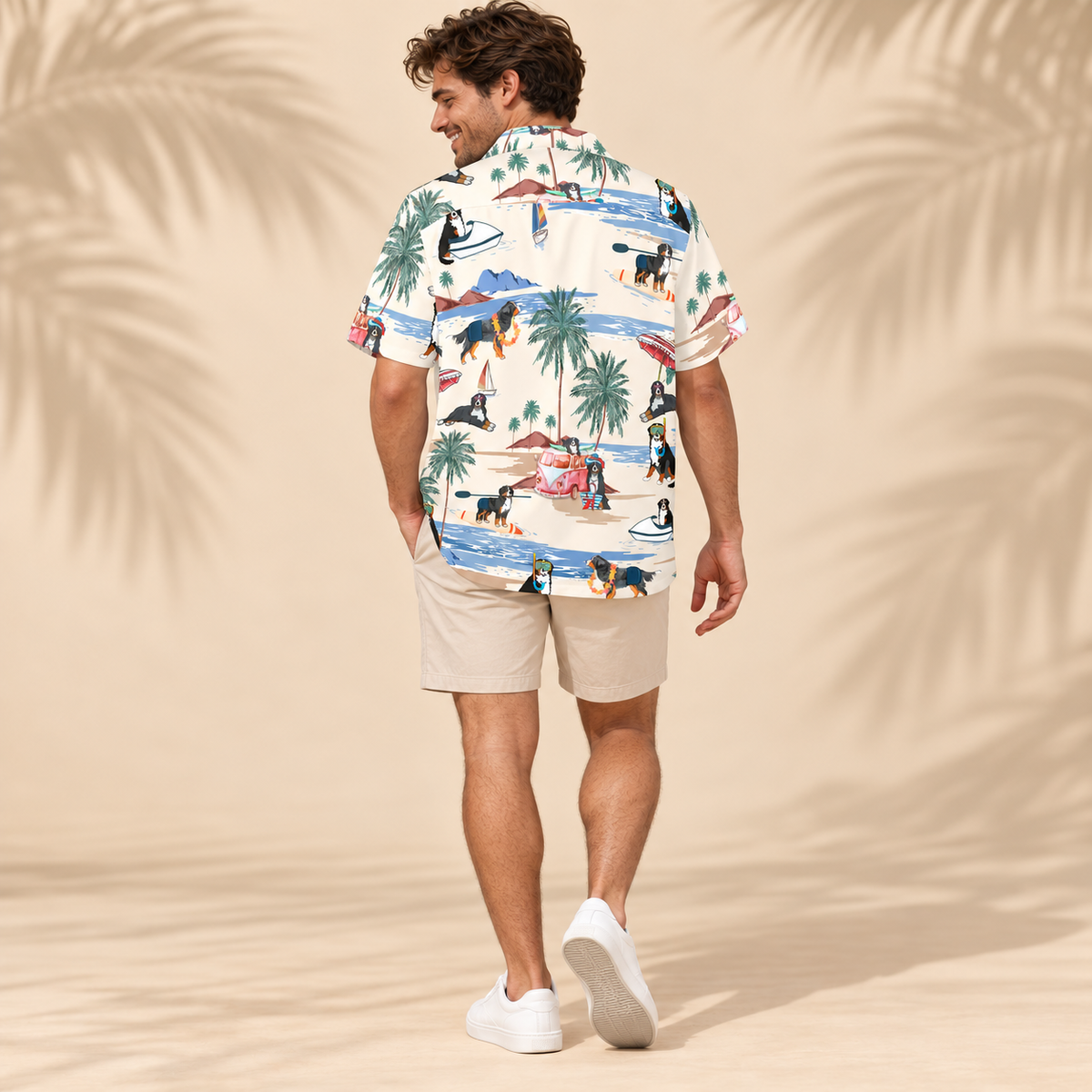 Men's Bernese Mountain Dog Hawaiian shirt – back view