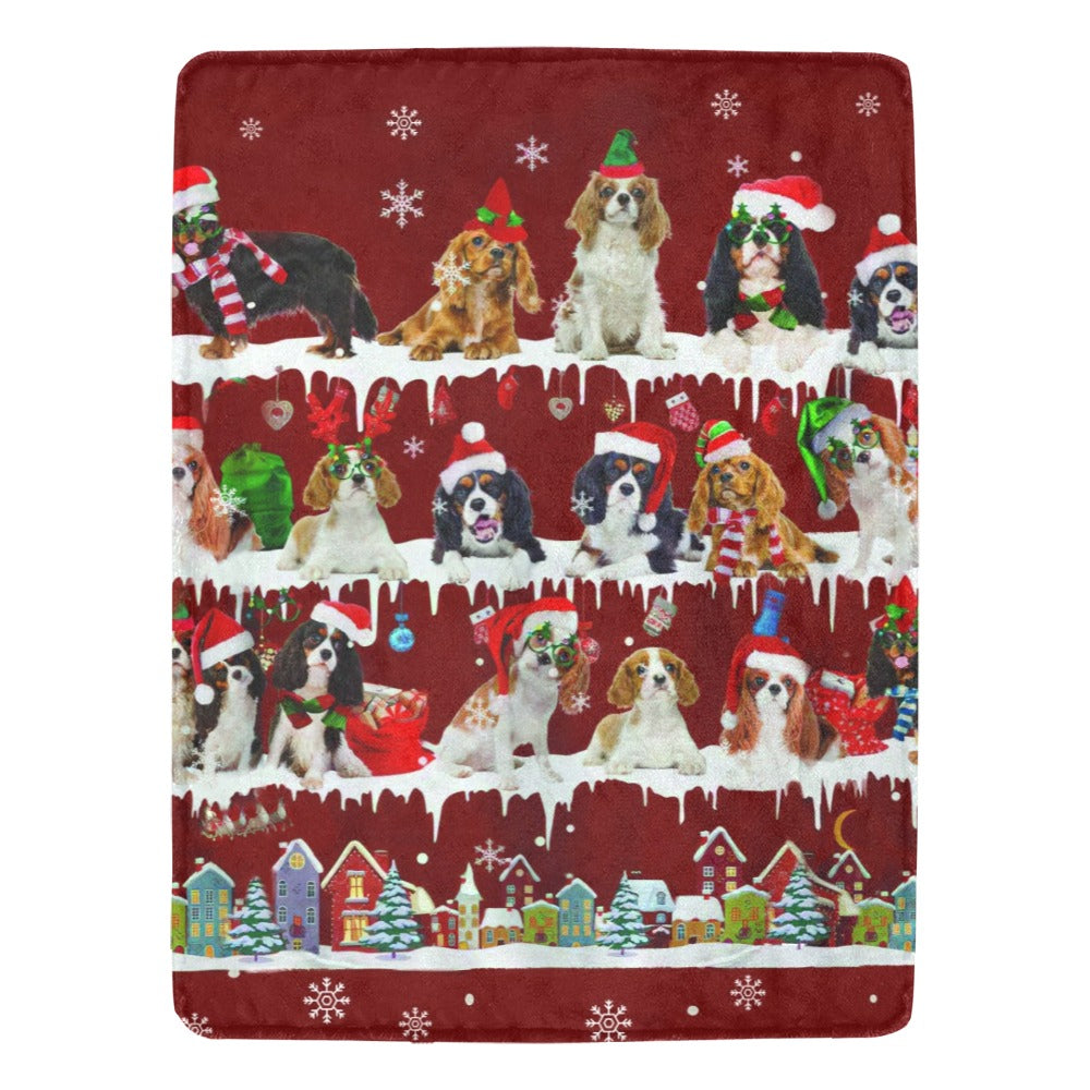 Cavalier King Charles Spaniel Christmas fleece blanket, product image 1 of 4