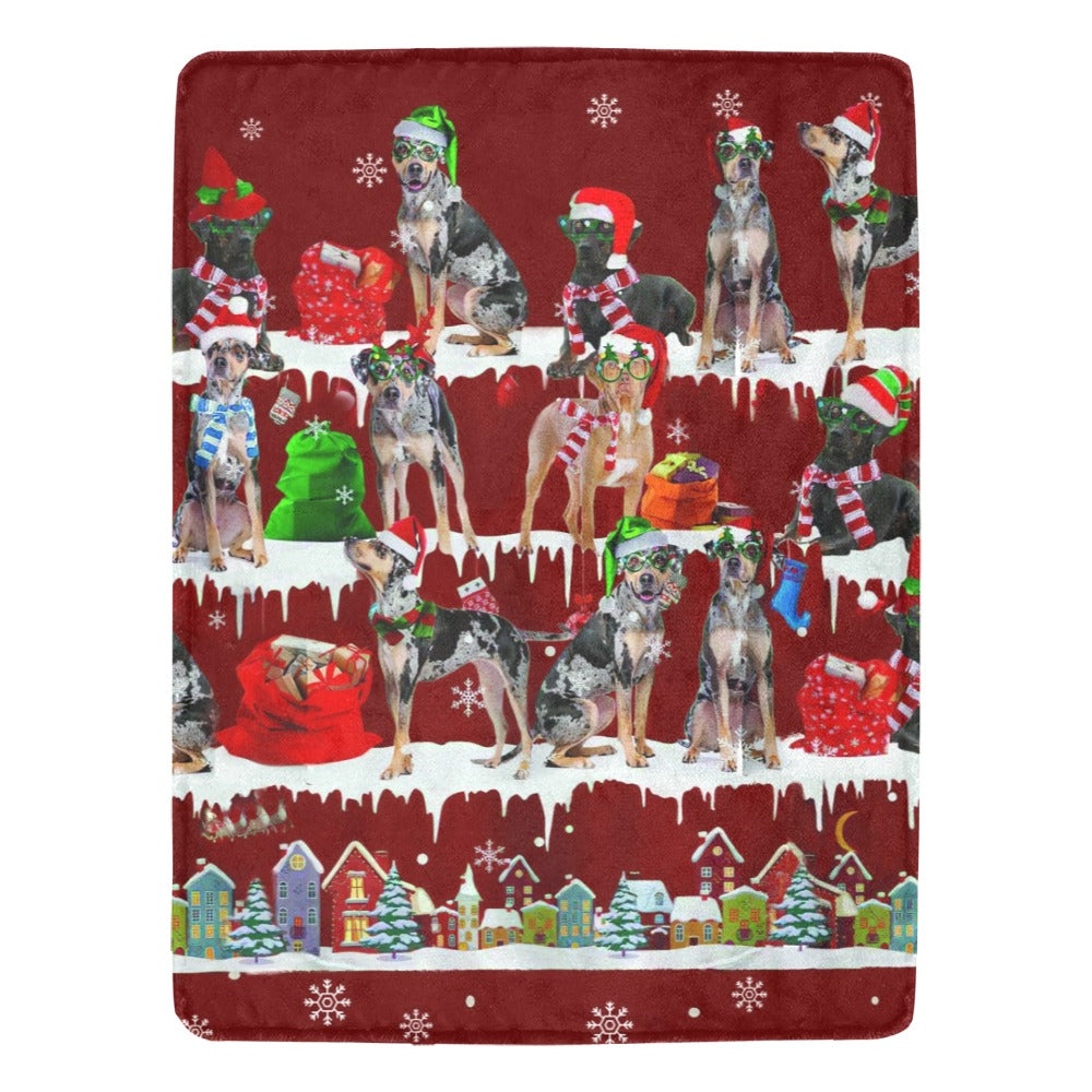 Catahoula Leopard Dog Christmas fleece blanket, product image 1 of 4