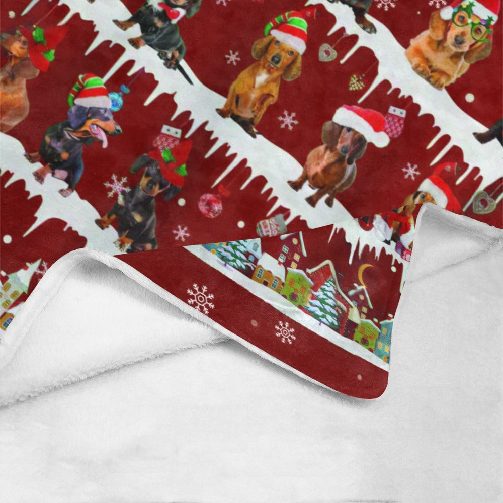 Dachshund Santa Paws fleece blanket image 4 of 4