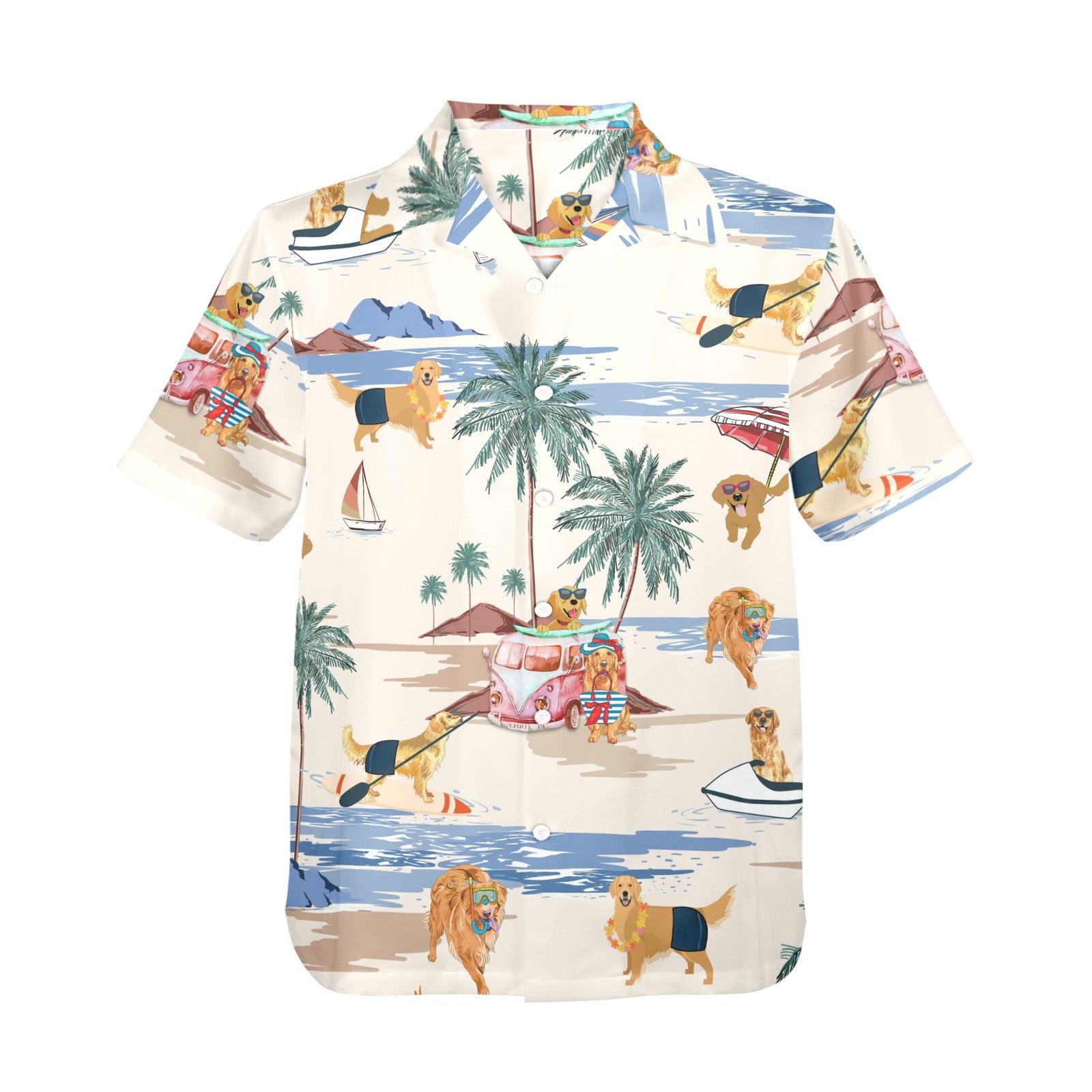 Men's Golden Retriever all-over print Hawaiian shirt