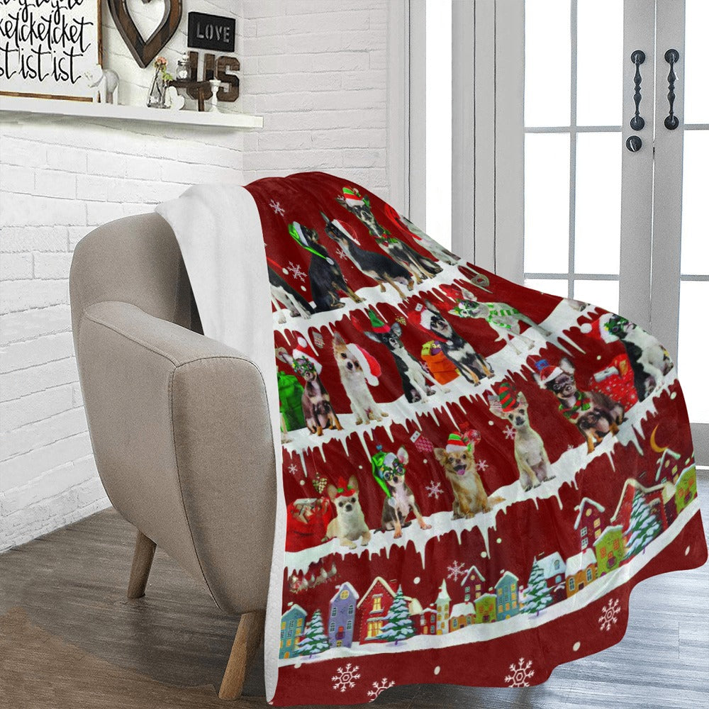 Chihuahua Christmas fleece blanket, product image 2 of 4