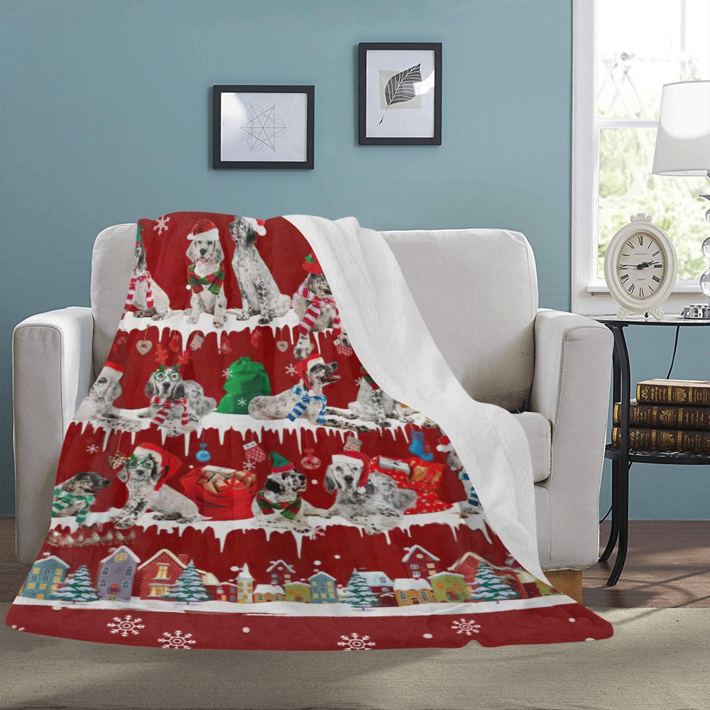 English Setter Santa Paws fleece blanket image 3 of 4