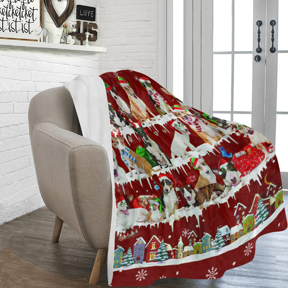 Bull Terrier Christmas fleece blanket, product image 2 of 4