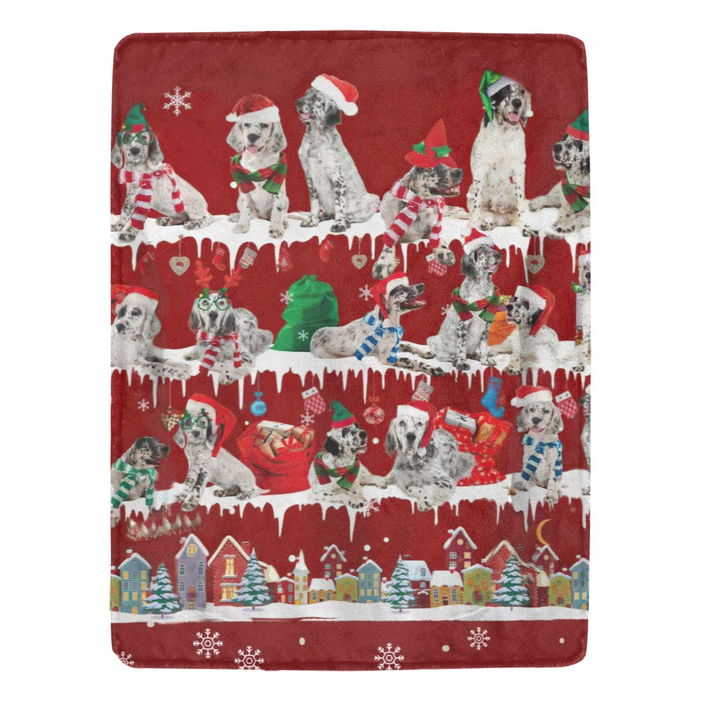 English Setter Santa Paws fleece blanket image 1 of 4