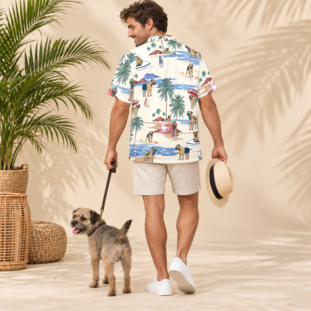 Men's Border Terrier Hawaiian shirt – back view