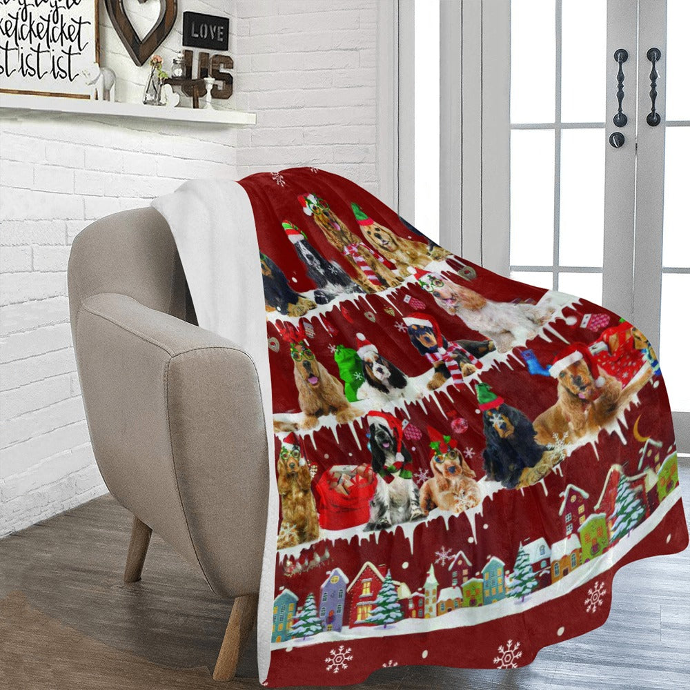 English Cocker Spaniel Santa Paws fleece blanket image 2 of 4