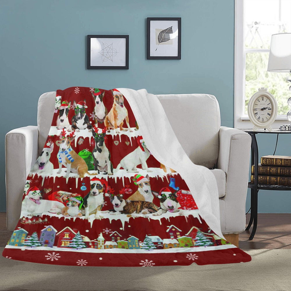 Bull Terrier Christmas fleece blanket, product image 3 of 4