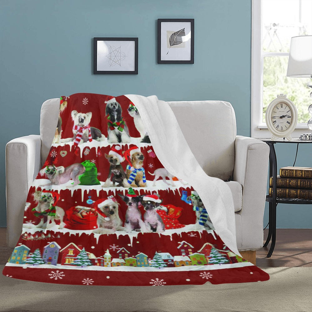 Chinese Crested Dog Santa Paws fleece blanket image 3 of 4