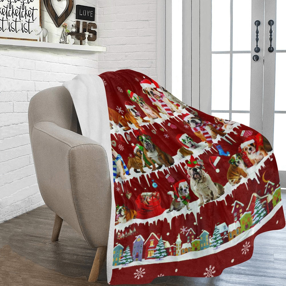 English Bulldog Santa Paws fleece blanket image 2 of 4