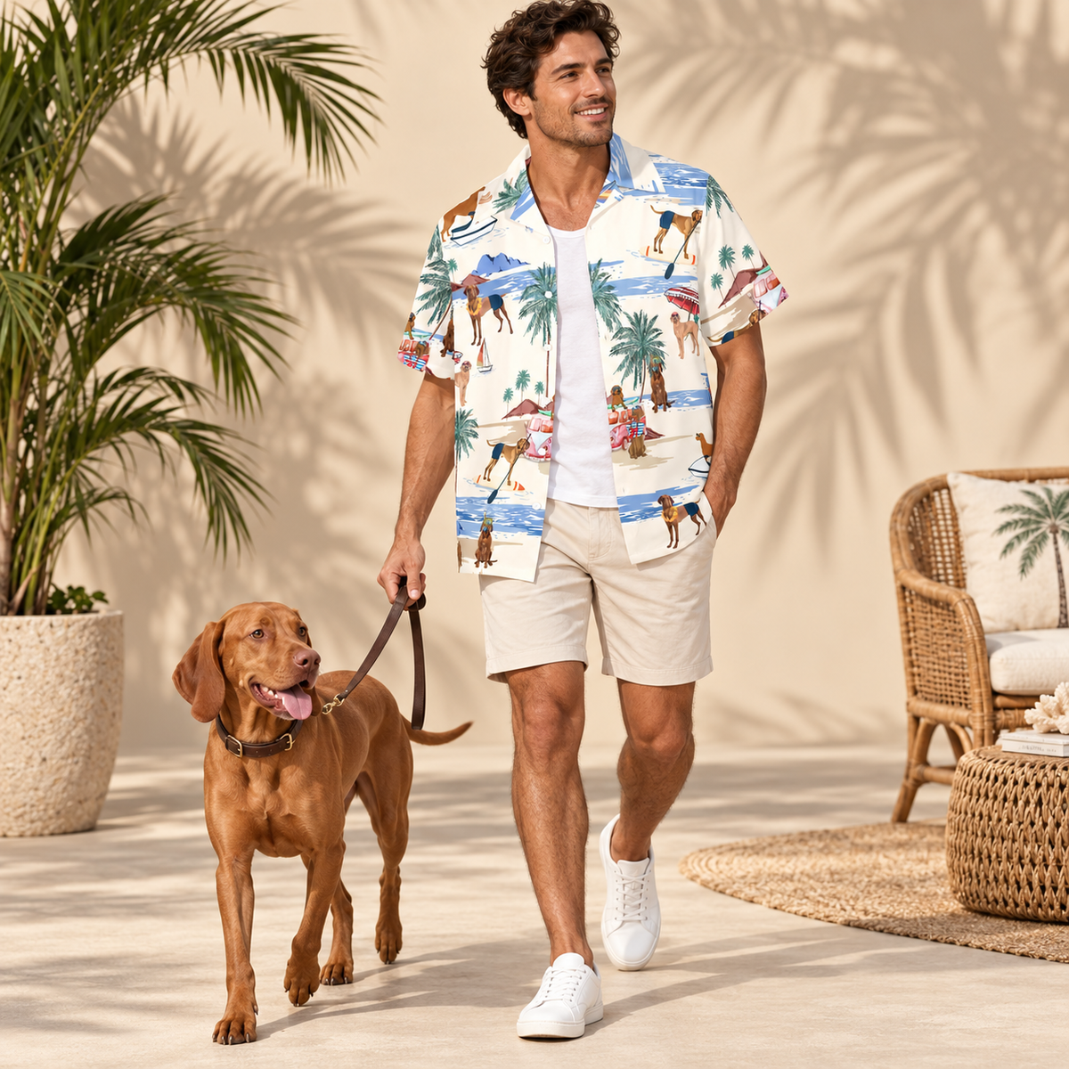 Men's Vizsla Hawaiian shirt – front view