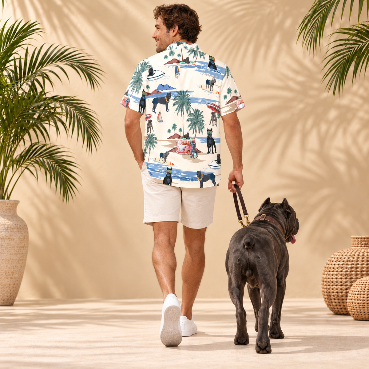 Men's Cane Corso Hawaiian shirt – back view