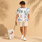 Men's Bichon Frise Hawaiian shirt – front view
