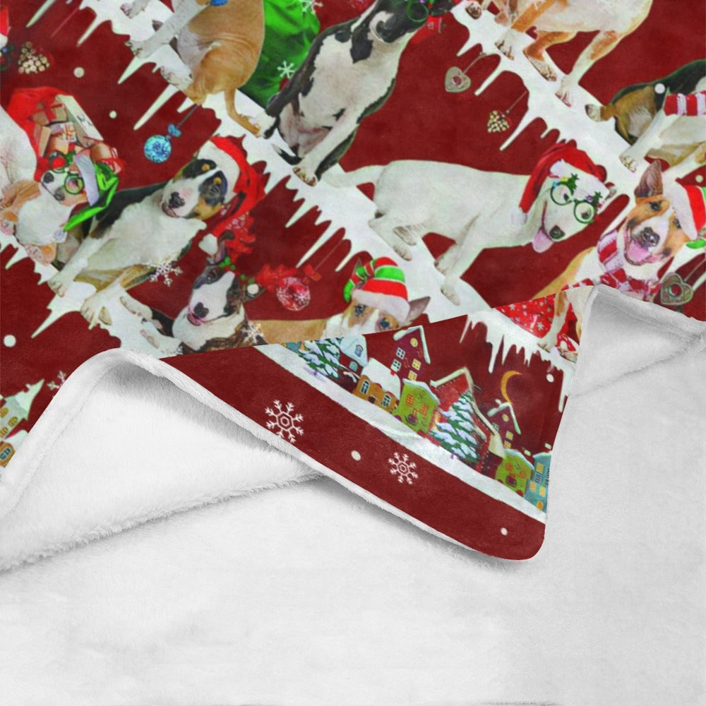 Bull Terrier Christmas fleece blanket, product image 4 of 4