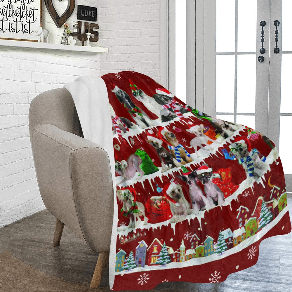 Chinese Crested Dog Santa Paws fleece blanket image 2 of 4