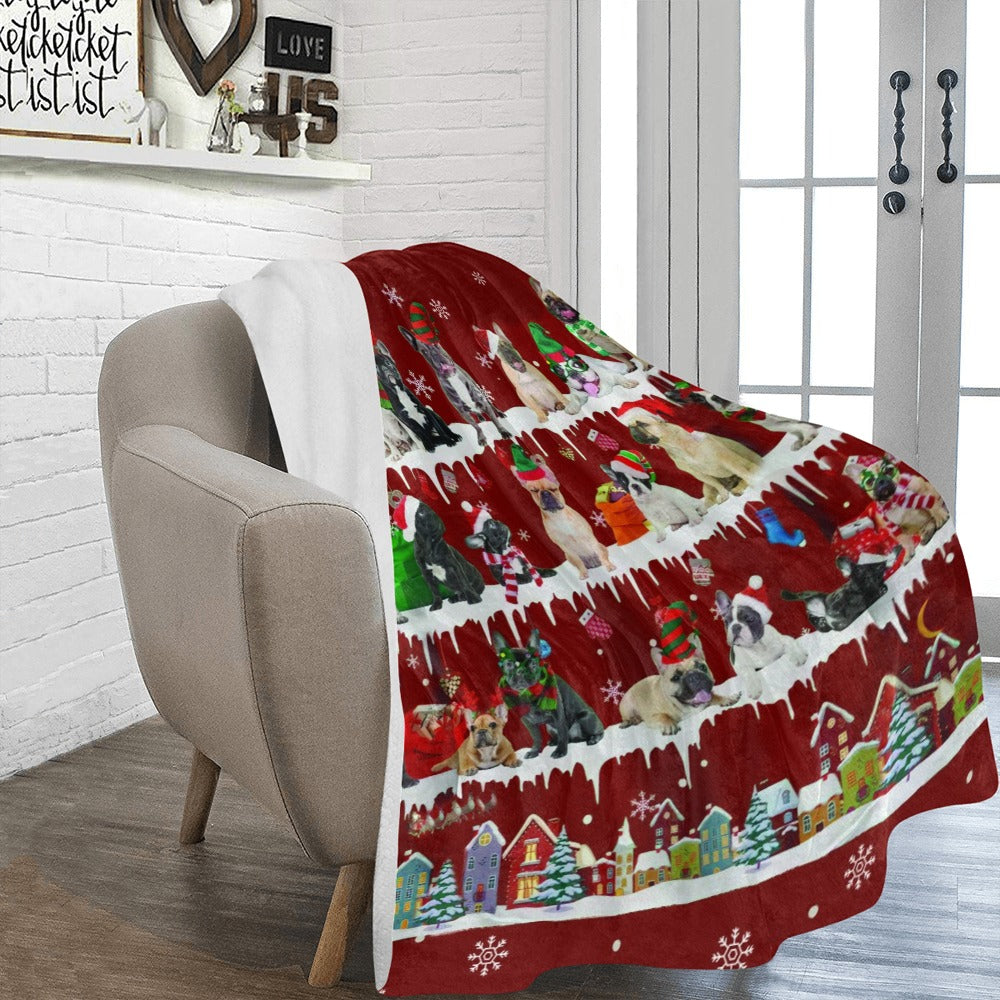 French Bulldog Santa Paws fleece blanket image 2 of 4