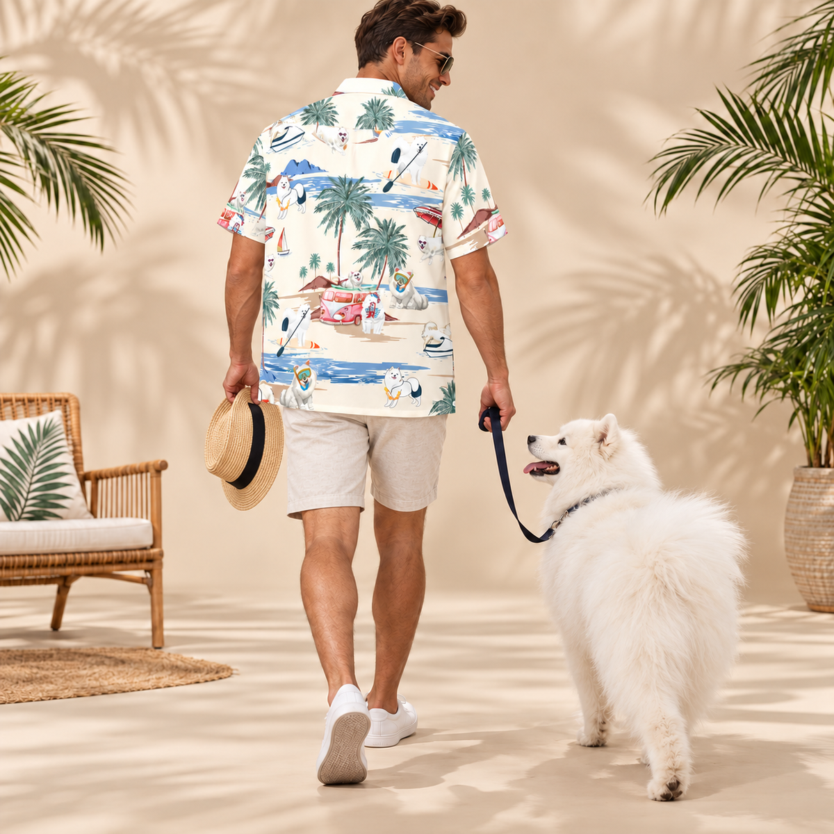 Men's Samoyed Hawaiian shirt – back view