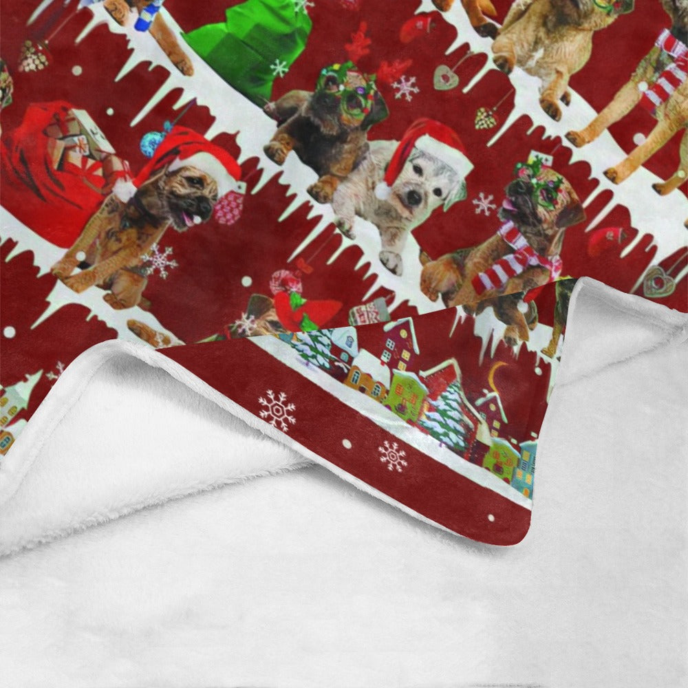 Border Terrier Christmas fleece blanket, product image 4 of 4