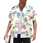 Men's German Shepherd Hawaiian shirt with tropical dog artwork