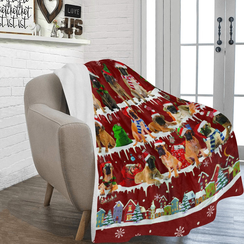 Bullmastiff Christmas fleece blanket, product image 2 of 4